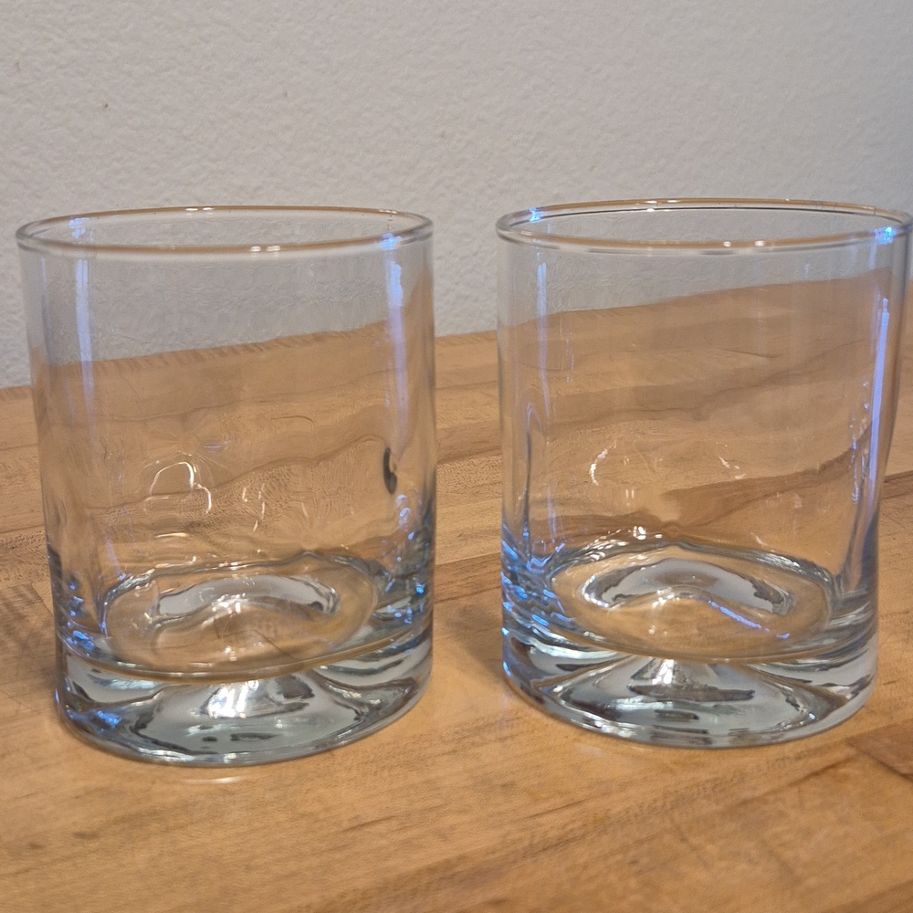 2 Vintage Libbey Thumbprint Glasses Pinched Dimple Highball Tumblers Barware